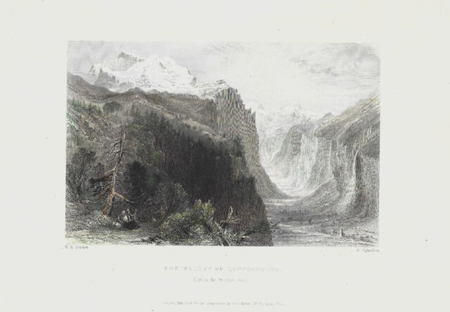 1835 Antique Engraving Wengen Valley Of Lauterbrunn Swiss Bartlett Richardson