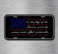 Pledge Of Allegiance USA Flag America God Liberty  License Plate Front Auto Tag