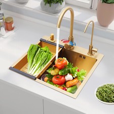 20" Kitchen Sink Countertop Drop-in w/ Faucet  Draining Basket  Soap Dispenser