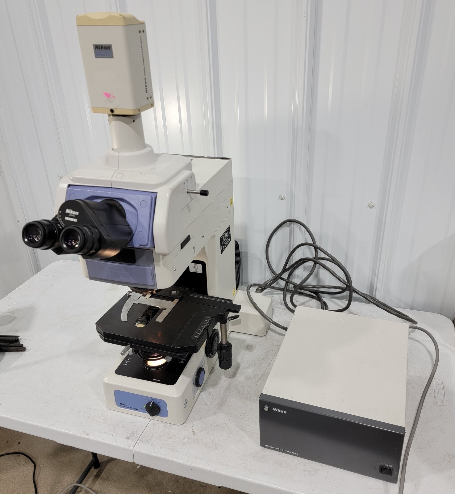Nikon DIC Eclipse E800 Microscope Trinocular Head w/ Power Unit ...