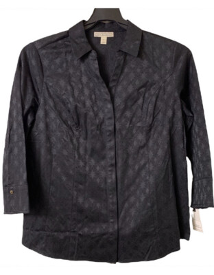 Black Dana Bushman Blouse With 3/4 Sleeves