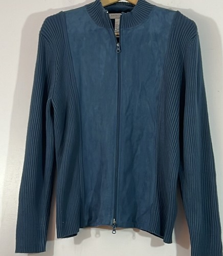 Napa Valley Damen XL Strick und Wildlederimitat Reißverschluss Cardigan Neu mit Etikett