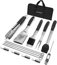 HAUSHOF 15PC Grilling Accessories BBQ Grill Set Barbecue Steel Barbecue Utensils