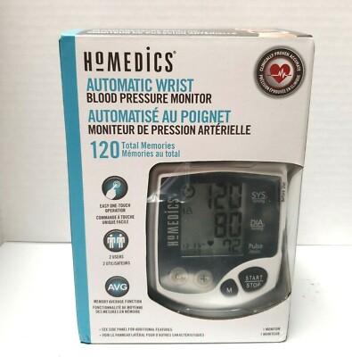 HoMedics  Automatic Wrist Blood Pressure Monitor | 2 Users, 120 Stored Readings