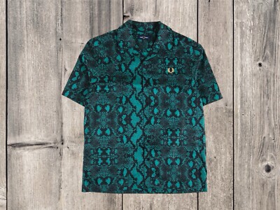 Fred Perry Snake Print Vacation Short Sleeved Shirt Size XXL RRP £120