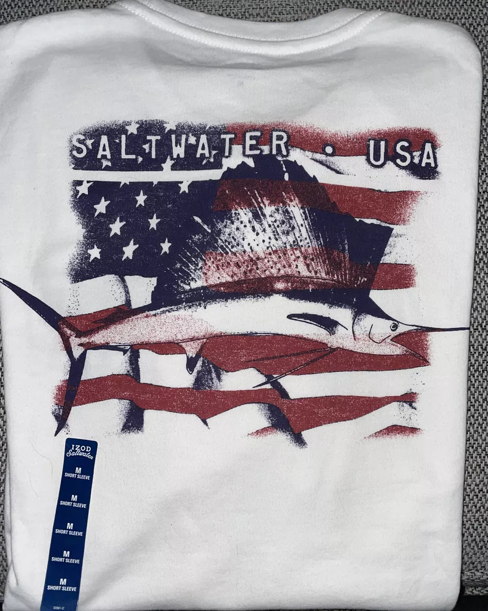red white and blue graphic tee