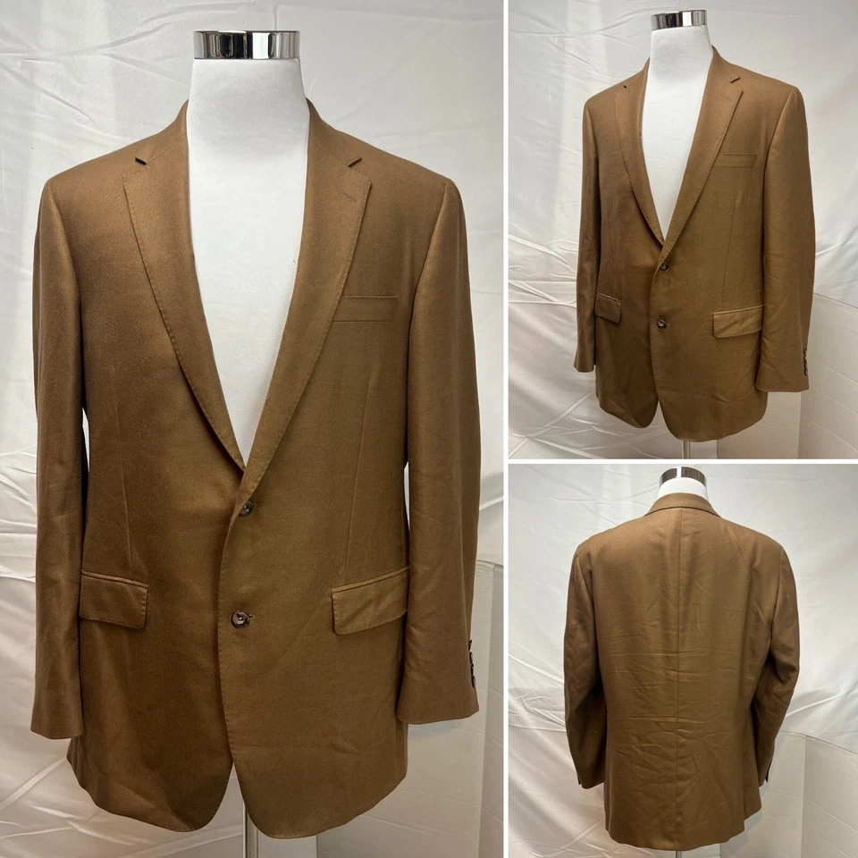 Chaqueta Blazer Samuelsohn Para Hombres 44L 100% Cachemira Marrón 2 Botones Ventilada JP Tilford Foto 3 de 4