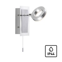 Led Wandlampe IP44 Alu Silber Zugschalter Dreh- Und Schwenkbar Spot Wandleuchte