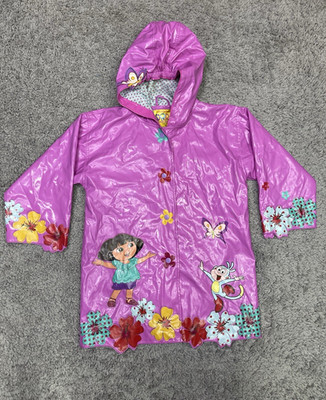 Kidorable Nickelodeon Dora The Explorer Rain Coat Jacket Pink Butterfly Boots 6X