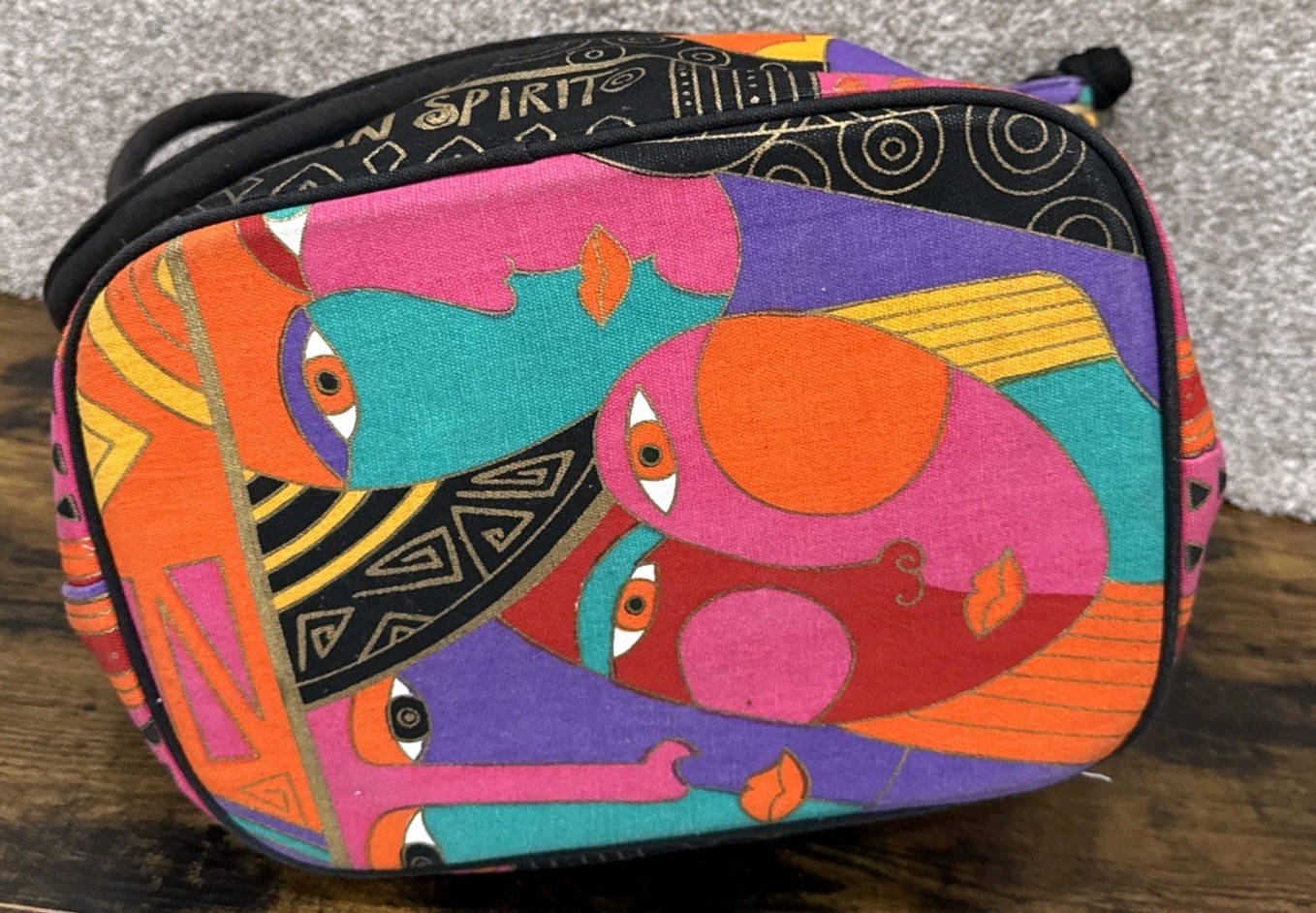 Laurel Burch Sun N Sand Large Tote Hearts Friends People Faces Rope Art Bag