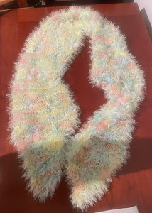 hand-knit scarf, made by professional knitter, 4" x 54" super soft, pink,green,w