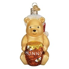Old World Christmas Winnie The Pooh Glass Hanging Ornament FREE BOX