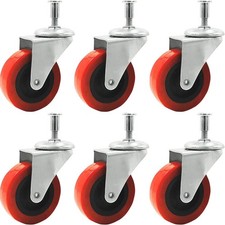 6 Pack 2" Low Profile Swivel Caster Wheel for Creeper Service Cart Stool Post Mo