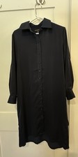 Banana Republic Navy Button-Front Shirt Dress | Petite S Collared Long Sleeve