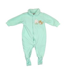 Vintage Sungabye Convert-A-Foot Baby Sleeper 6M Mint Green Cat Flowers Romper