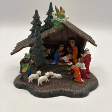 Vintage Plastic Nativity Scene Christmas MCM Decor Manger Creche Western Germany