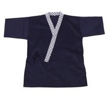 Durable Bamboo Fiber Kimono Chef Jacket Dark Blue Japanese Restaurant Workwear