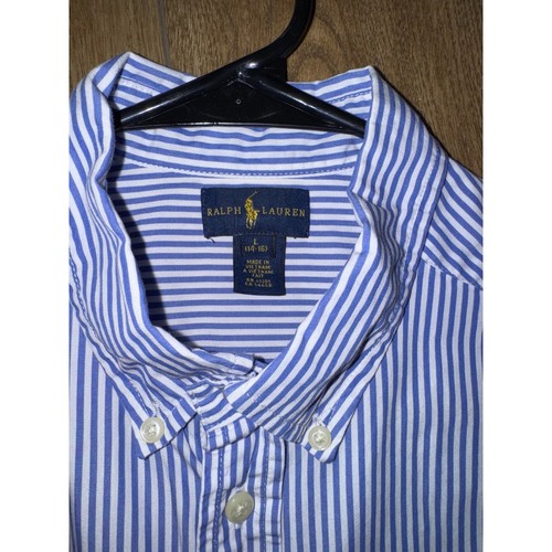 Ralph Lauren Kids Blue Striped Long Sleeve Button Down Shirt - Picture 3 of 5