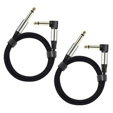 2 Pieces Guitar Cables 1/4 Inch 6.35mm Male to Male Jack Right Angle to 3.3FT