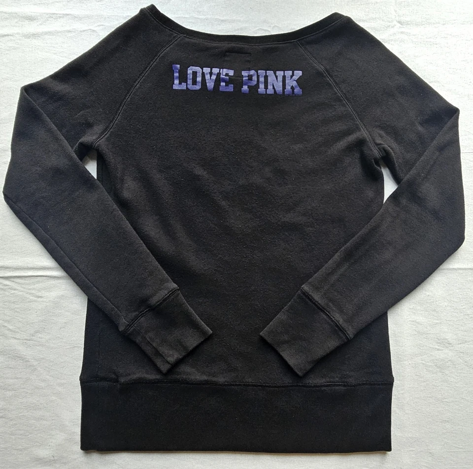 Victoria's Secret PINK Baltimore "Let's Go Ravens" Black Sweater Women's Small - Image 2 of 4