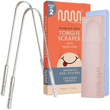 MasterMedi Tongue Scraper for Adults with 2 Count Pack of 1 , White