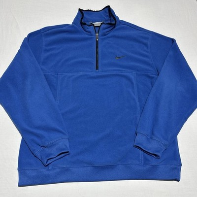 NIKE Fleece 1/4 Zip Sweatshirt Mens XL Blue Pullover Swoosh Vintage Y2K Sweater