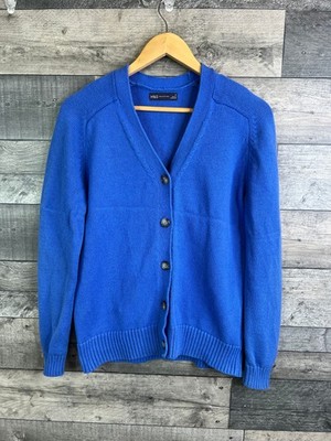 M&S Collection Damen Strickjacke Größe M Blau Strickpullover Knopfleiste Baumwolle