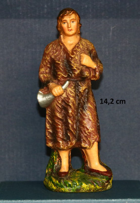 MAROLIN Krippenfigur Hirte Pappmachee Masse (passt zu 14 cm Figuren)