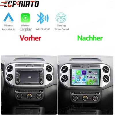 4+64GB Für VW Tiguan 5N 2007-2016 Carplay Android 15 Autoradio GPS Navi WIFI RDS