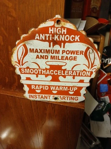 VINTAGE STANDARD OIL PORCELAIN SIGN TORCH GAS STATION AMERICAN RED CROWN COMPANY