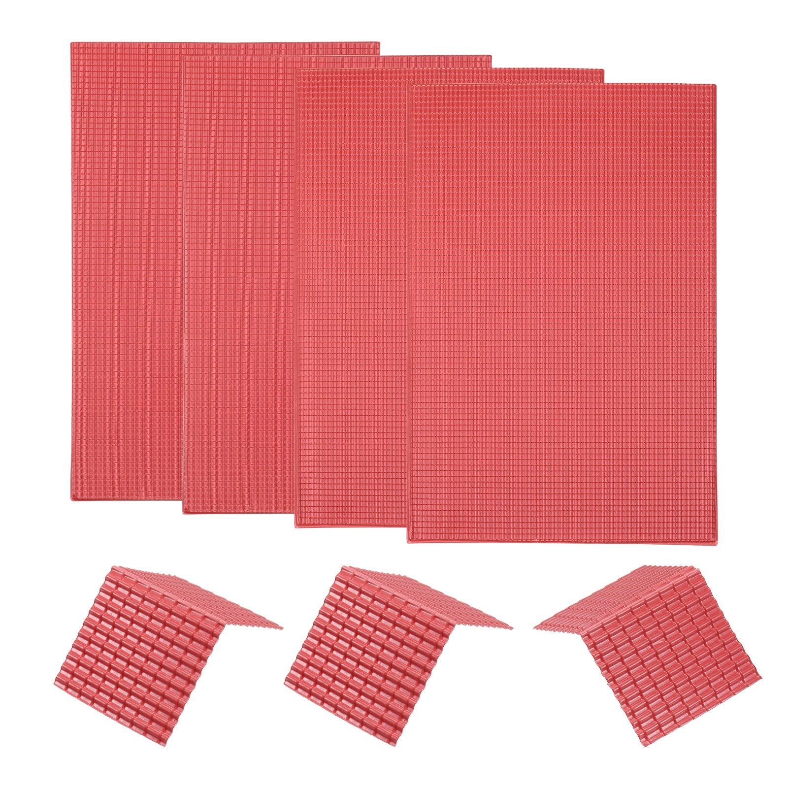 Miniature Roof Tiles PVC for Model Building Dark Red Pack of 4,1:50