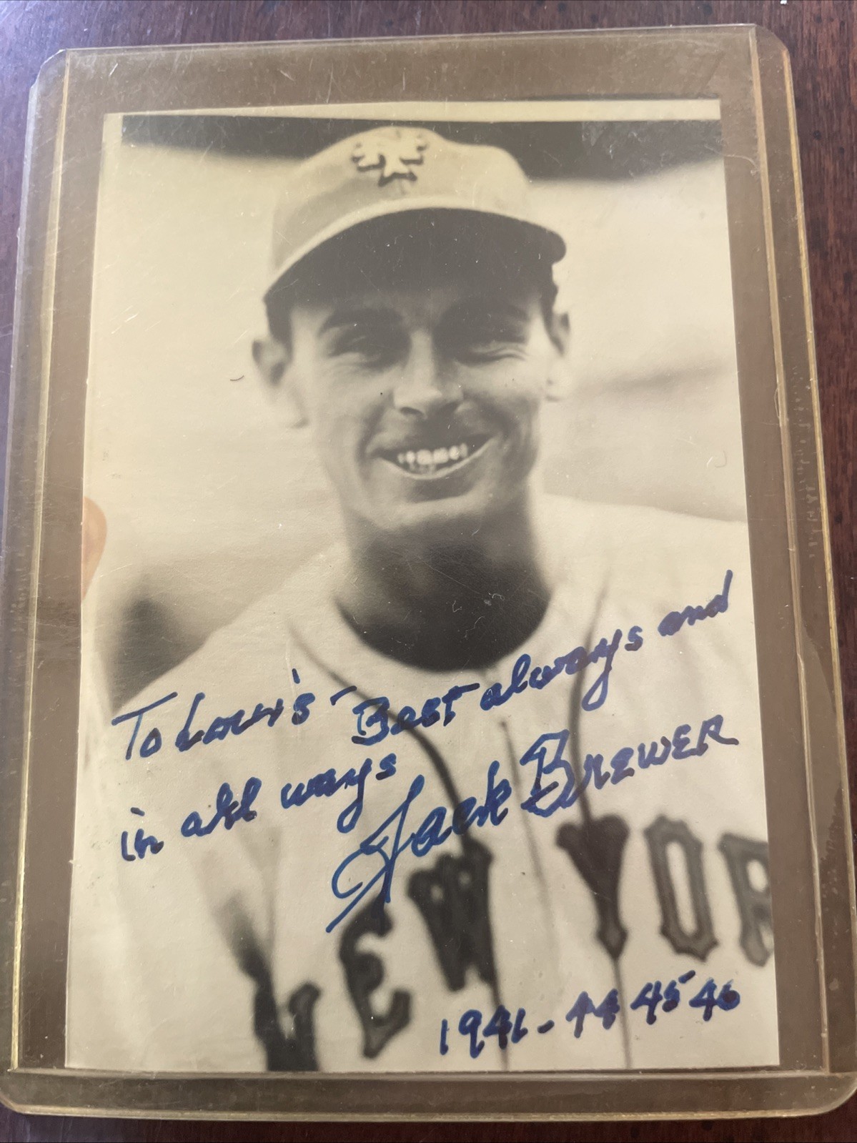 Jack Brewer Autograph  1944-46 NY Giants  -Deceased (2003)