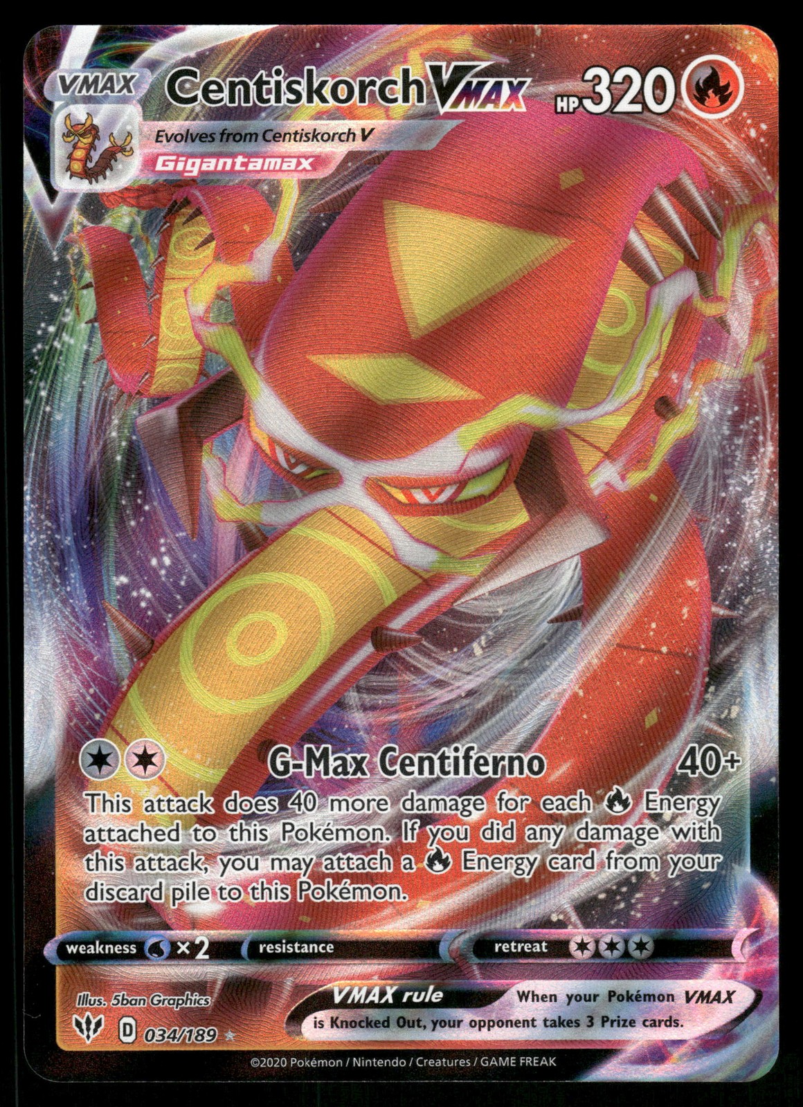 Centiskorch VMAX 034/189 – Darkness Ablaze Ultra Rare NM