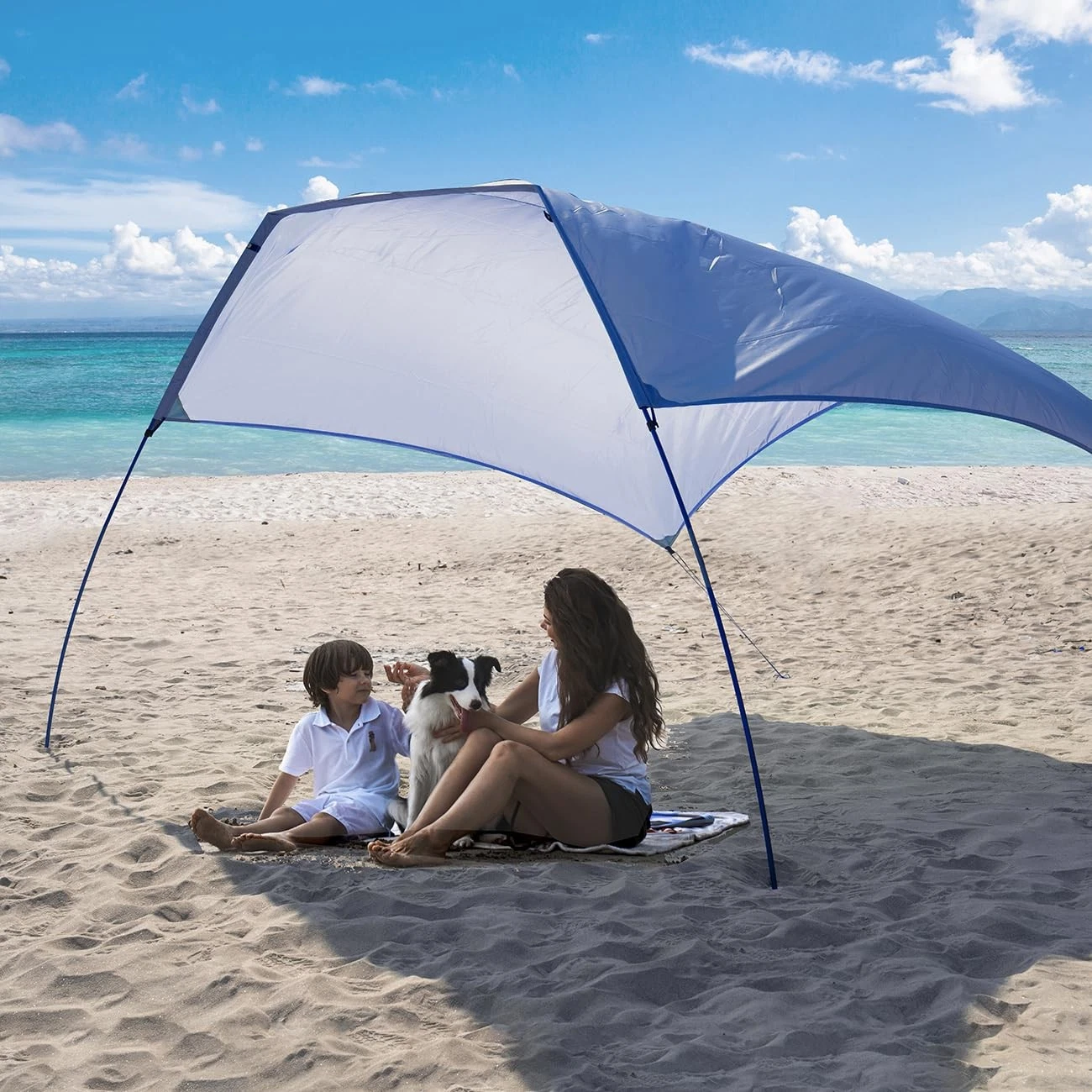 Beach Wind-Powered Shade Canopy, Portable Sun Shelter Tent, UPF 50+ UV Protec...