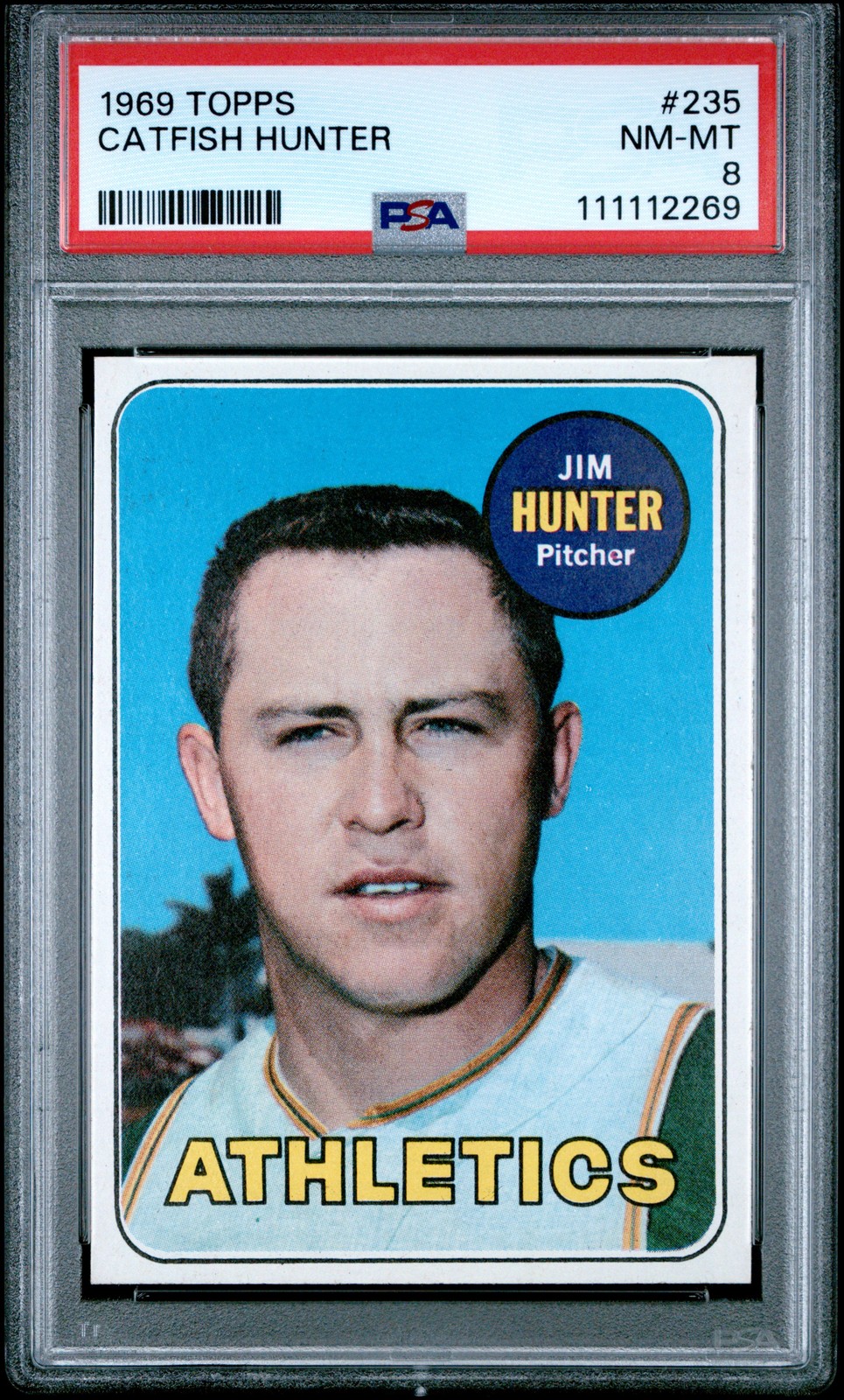 1969 TOPPS #235 CATFISH HUNTER PSA 8