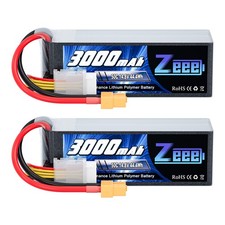 2x Zeee 14.8V 4S LiPo Battery 3000mAh XT60 50C softcase for RC Car Drone Truck