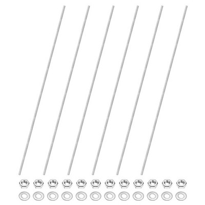 201 Stainless Steel M4x350mm Threaded Rod, 6 Piece with General Purpose Nuts