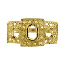 925 Sterling Silver 4x6mm Oval Semi Mount Three-Stone Ring For Wedding Ring