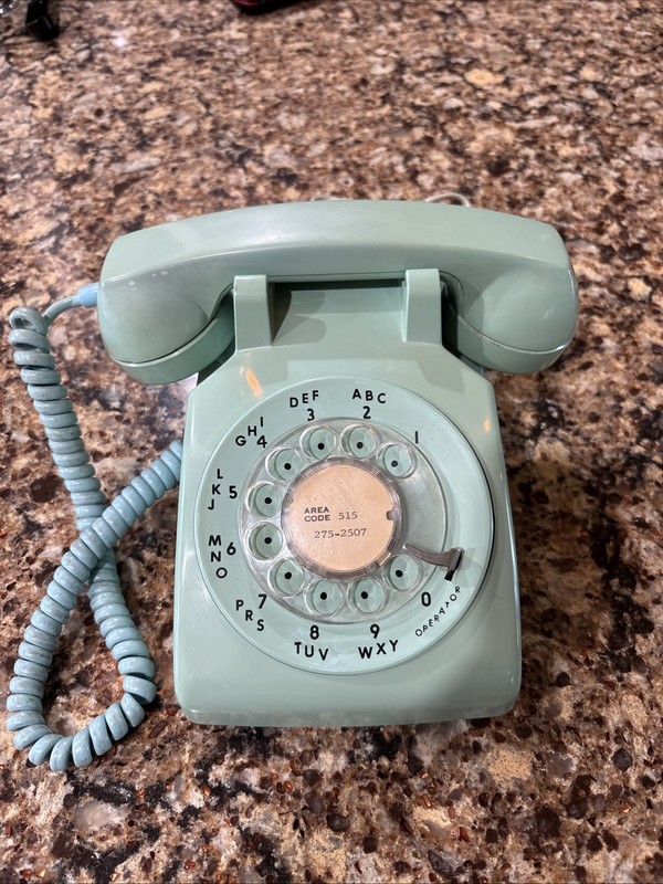 ITT Rotary Telephone Aqua Blue with Cords Not Tested Vintage Kitchen Decor