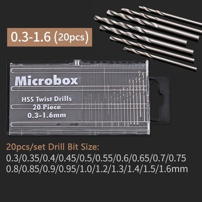 20pcs Mini HSS Twist Drill Bit Set Small Craft Hobby Jewellery Beading Threading