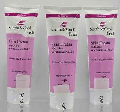 3 Pack Medline Soothe & Cool Fresh Skin Cream 8 oz - Dry Irritated Skin W/Aloe