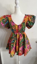 Women's Tropical Print Mini DressWomen's Tropical Print Mini Dress with Tie Back