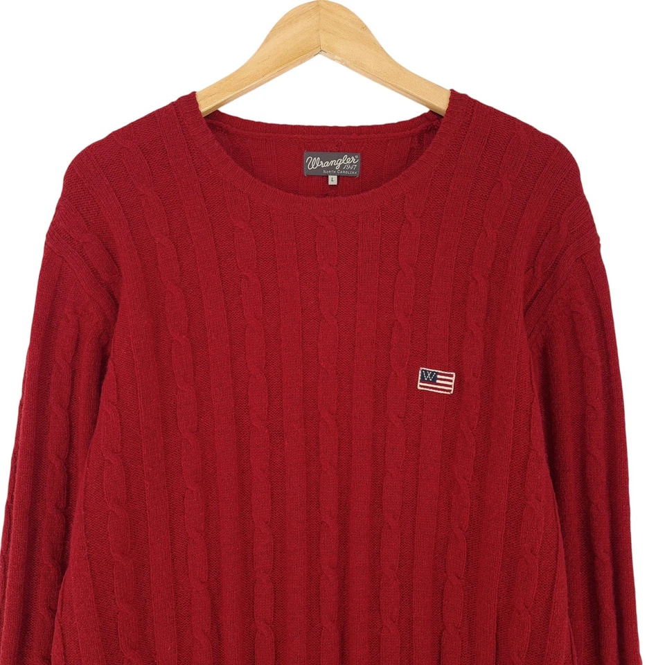 Vintage Wrangler Jersey Suéter Hombre Rojo Astracán de Ochos Wp2 Talla L - Imagen 2 de 4