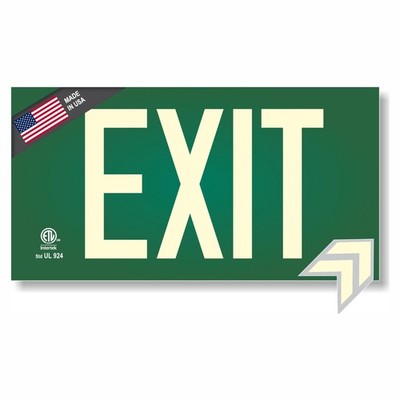 Photoluminescent Exit Sign Green  Code Approved UL 924/IBC 2012/NFPA 101 2012...