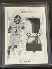 JAYDEN REED 2023 PANINI FLAWLESS COLLEGIATE DUAL JERSEY PATCH /25 GB PACKERS MSU