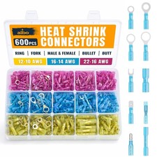 600PCS Electrical Connector Kit 3 Colors / 30 Size, Heat Shrink Waterproof Cr...