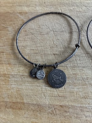 Lot 2 Alex & Ani Bangle Bracelets 1 With Aries Charm & Other With Clover Charm!