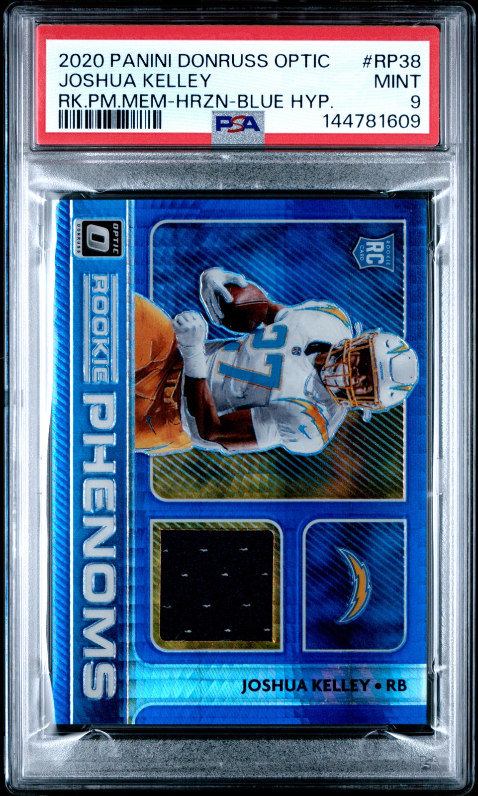Joshua Kelley Panini Donruss Optic Rookie Phenoms Memorabilia #RP38 Horizontal-Blue Hyper