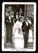 BRIDE GROOM WEDDING DRESS FLOWER GIRL RING BEARER CHURCH OLD/VINTAGE PHOTO- G449