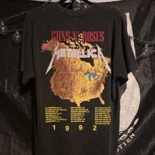 Metallica Guns N' Roses Concert Tour Men's XL Black Gra 1990s vintage concert t-shirt, vintage, size XL, single stitch, B+ condition